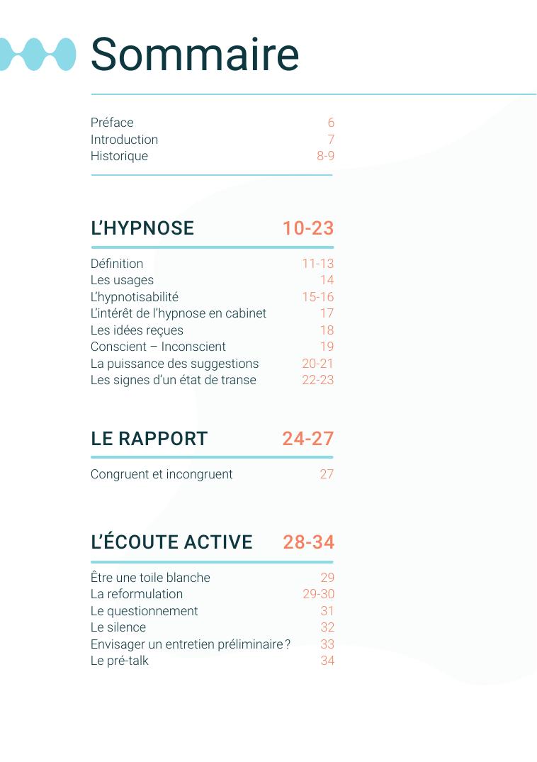 Le sommaire de l'ouvrage